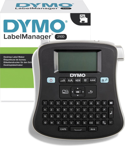 Dymo Label Manager 210d Etikettendrucker | Desktop-Etikettendrucker | Tragbarer Etikettendrucker mit Azerty-Tastatur | großer Bildschirm und Tasten für schnellen Zugriff | für den Büro- und Heimgebrauch