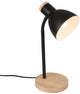 B.k.licht briloner prep – Tischlampe – Nachttischlampe mit natürlichen Akzenten – E14-Fassung – mit Kabelschalter – schwarzes Holz – ø14 x 39,5 cm