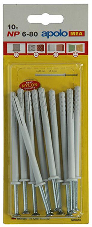 Celo 1015393 – 10 Nylon-Nageldübel NP 502662 6 x 80 mm | 5 Stück