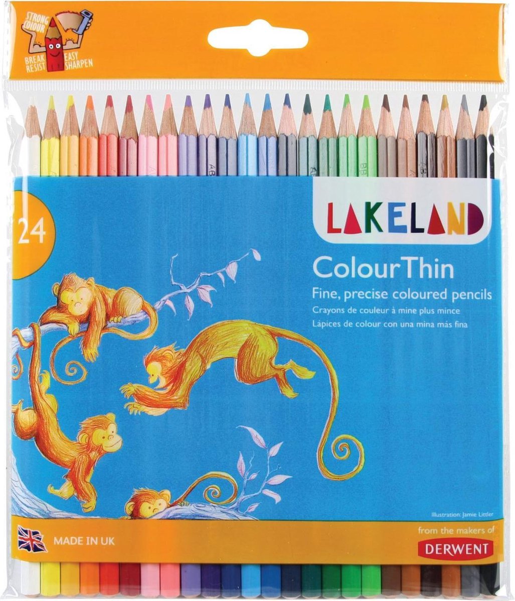 Derwent Bleistifte Lakeland Colourthin – mit 24 Buntstiften – Graphitstifte – mehrfarbig