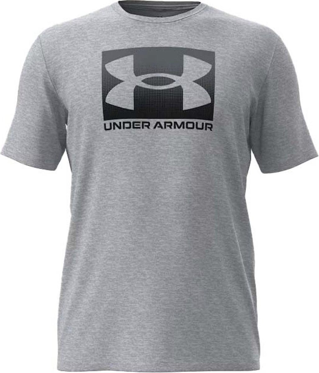 Under Armour UA M Boxed Sports Updated SS-Gry Herren-Sportshirt – Mod Grey Light Heather – Schwarz