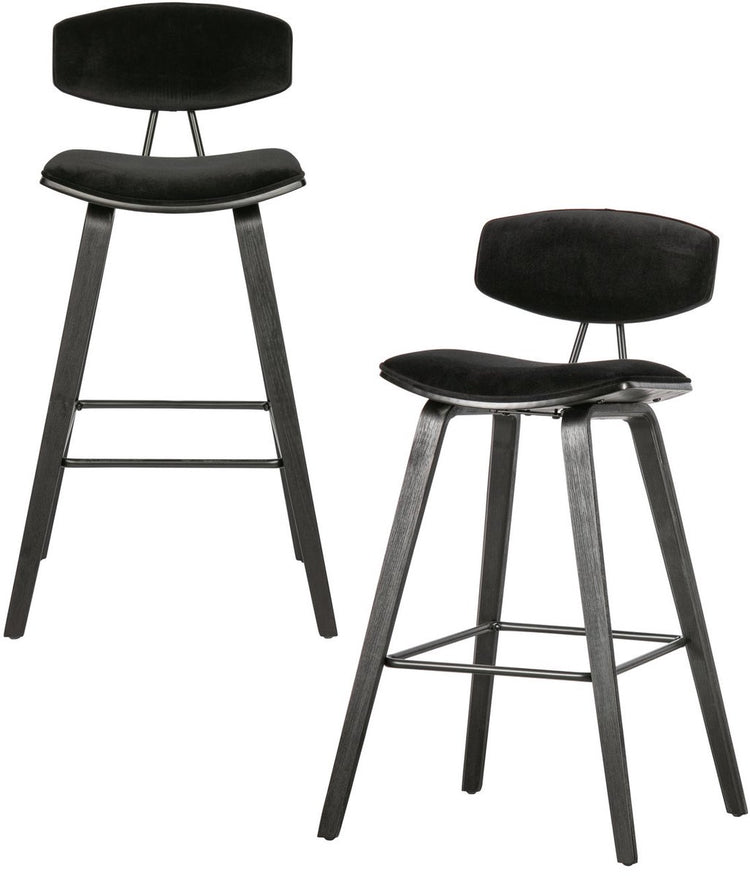 Woood Senn Barstühle – Samt – Schwarz – 2er-Set