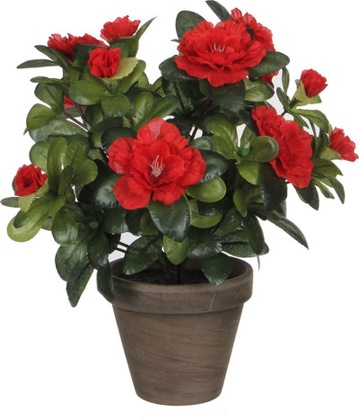 Glimmerdekorationen Kunstpflanze - Azalee - grün rot - 27 cm - mit wunderschönen Blüten