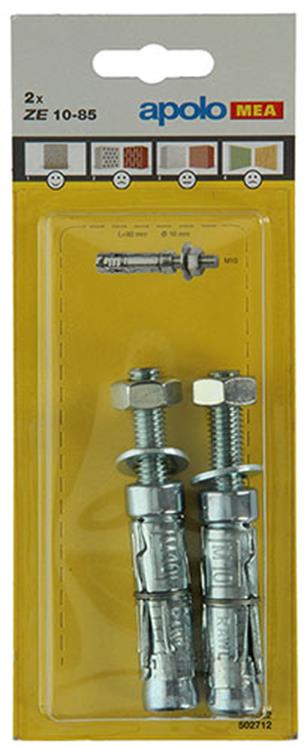 Celo 1003155 – 2 Spreizdübel je 16 mm + Gewindestange 10 x 85 mm 502712 | 5 Stück