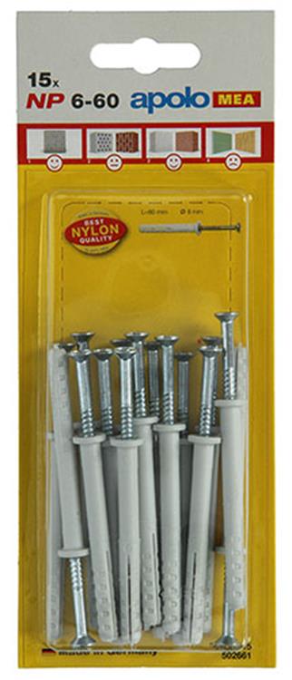 Celo 1015392 – 15 Nylon-Nageldübel NP 502661 6 x 60 mm | 5 Stück