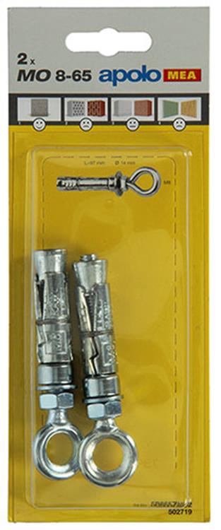 Celo 1003160 – 2 Spreizanker MO 14 mm + Ringschraube 8 x 65 mm 502719 | 5 Stück