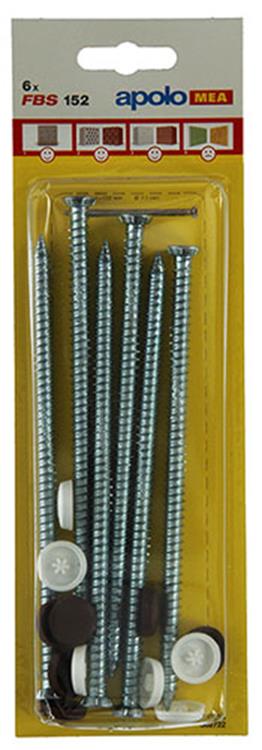 Celo 1015421 – 6 Fensterschrauben FSB 152 mm + Abdeckkappen 502722 | 5 Stück