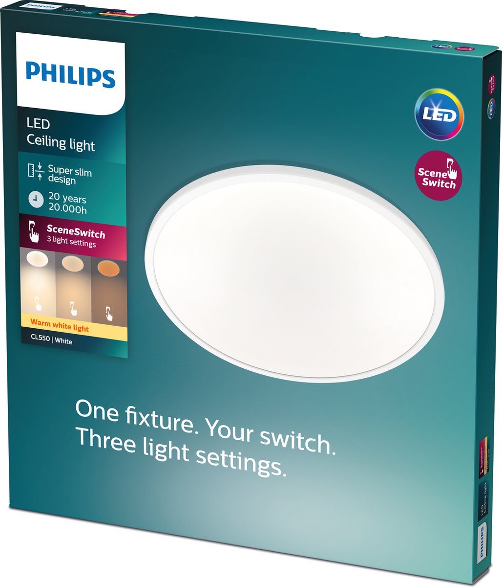 Philips LED Philips superschlanke Deckenleuchte – warmweißes Licht – 18 W