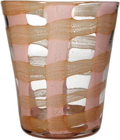 HD Collection Kerzenhalter aus Glas, Pfirsich, 13 x 13 x 15,5 cm