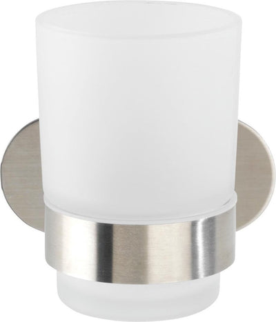 WENKO turbo-loc® Zahnputzbecher orea uno Edelstahl matt – Zahnbürstenhalter – Befestigung ohne Bohren – selbstklebend – 10 Jahre Garantie