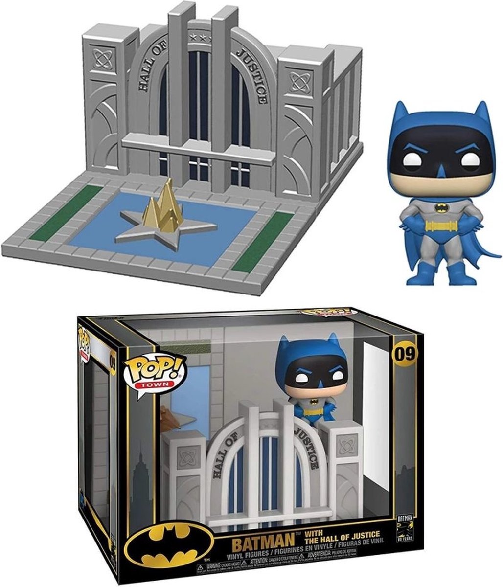 Funko Pop Town Hall of Justice mit Batman-Vinylfigur