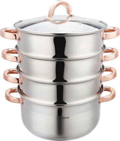 Klausberg 7736 – Dampfgarer – 5 Teile – 24 cm – 5 Liter – Edelstahl – alle Wärmequellen