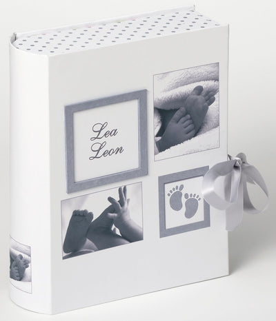 Walther Design fb-173 Little Foot – Baby-Aufbewahrungsbox – Größe 29 x 34 x 9 cm – Weißgrau
