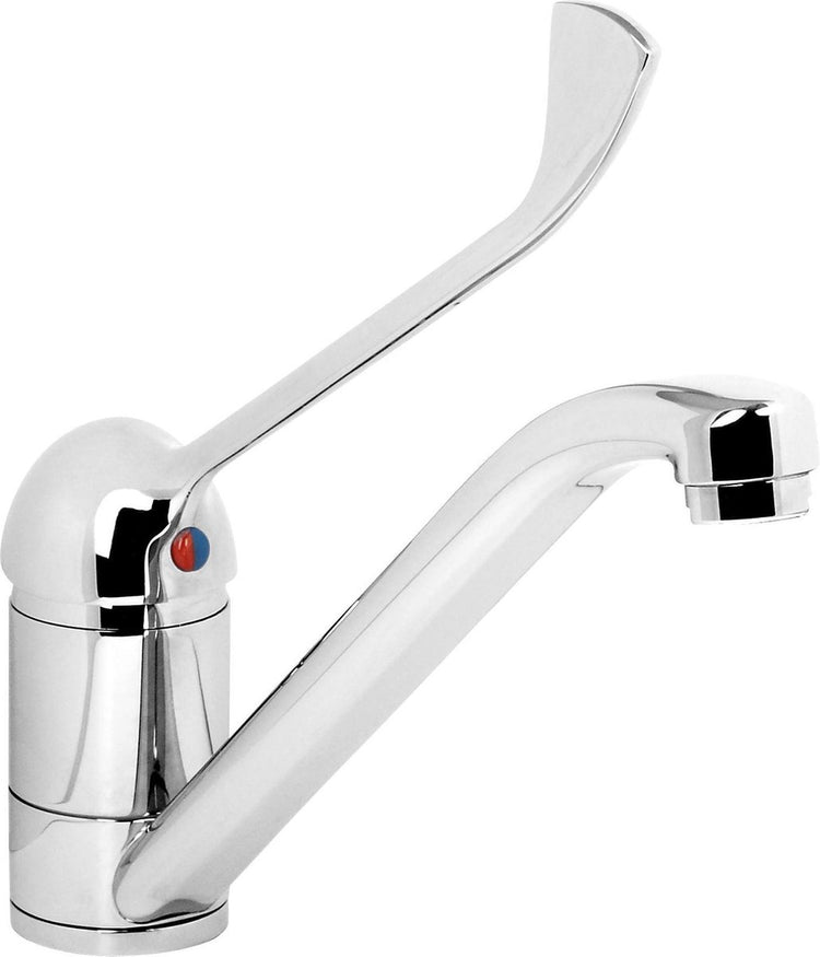 Plieger Smart Küchenarmatur – 1 langer Hebel – Küchenarmatur niedriger Auslauf – Wasserhahn aus Messing – Chrom