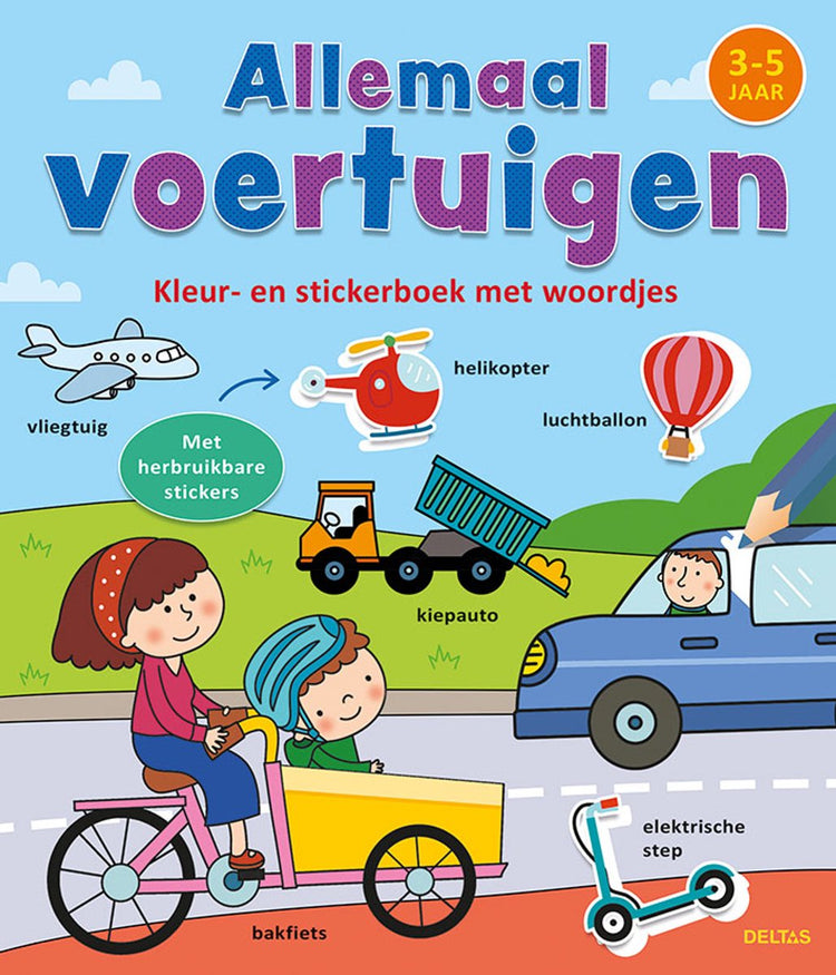 Deltas Farbaufkleberbuch mit Worten alle Fahrzeuge (3-5)