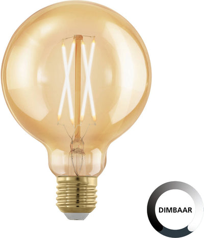 Eglo Golden Age LED-Lampe – E27 – ø 9,5 cm – dimmbar – 4 W – 1700 K – Bernstein