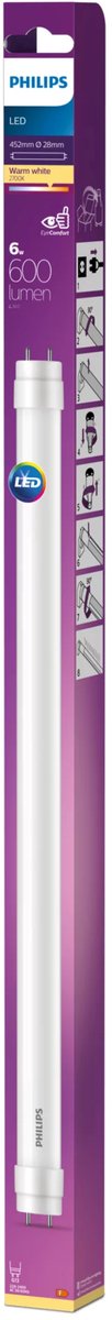 Philips LED-Leuchtstoffröhre T8 – 6 W – G13 – warmweißes Licht – 438 mm
