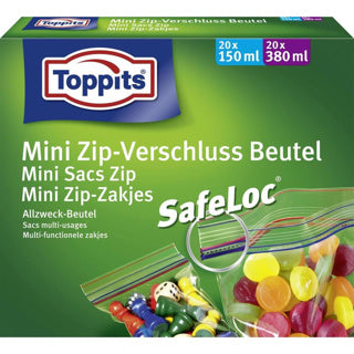 Toppits Mini Zip -Taschen Safeloc 150 ml 380 ml 40 Stück