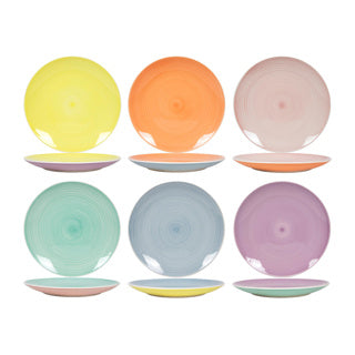Dinnerbrett Ø26,5 cm 2-tone Pastell, 6 Assorti