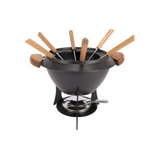 Fondue D23 cm Gusseisen mit 6 Gabeln
