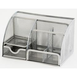 Schreibtisch-Organizer, Bürodepot, Metallgeflecht, silberfarben
