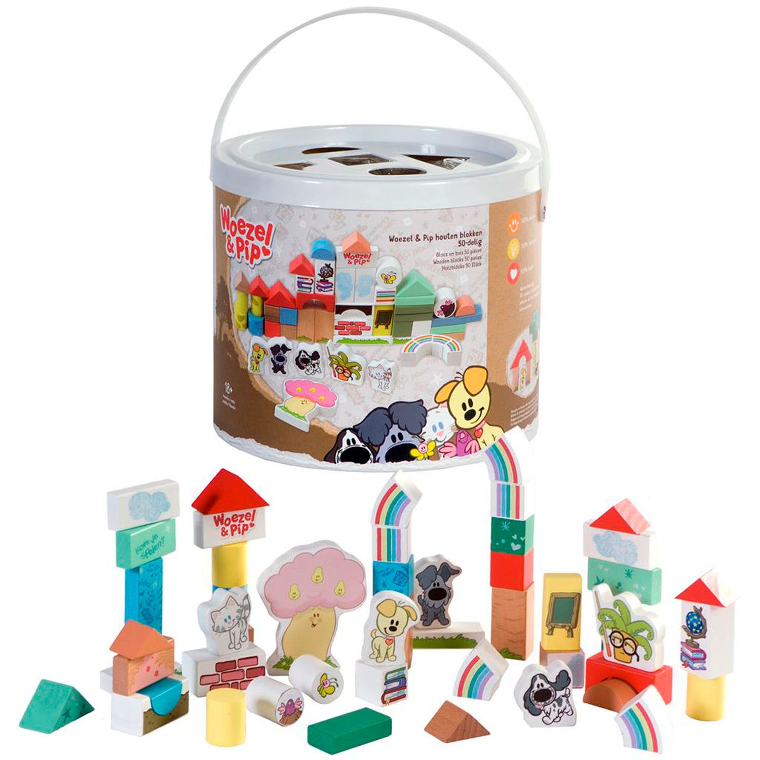 Rubo-Spielzeug Holzblöcke und Pip 45 cm 50-Stück