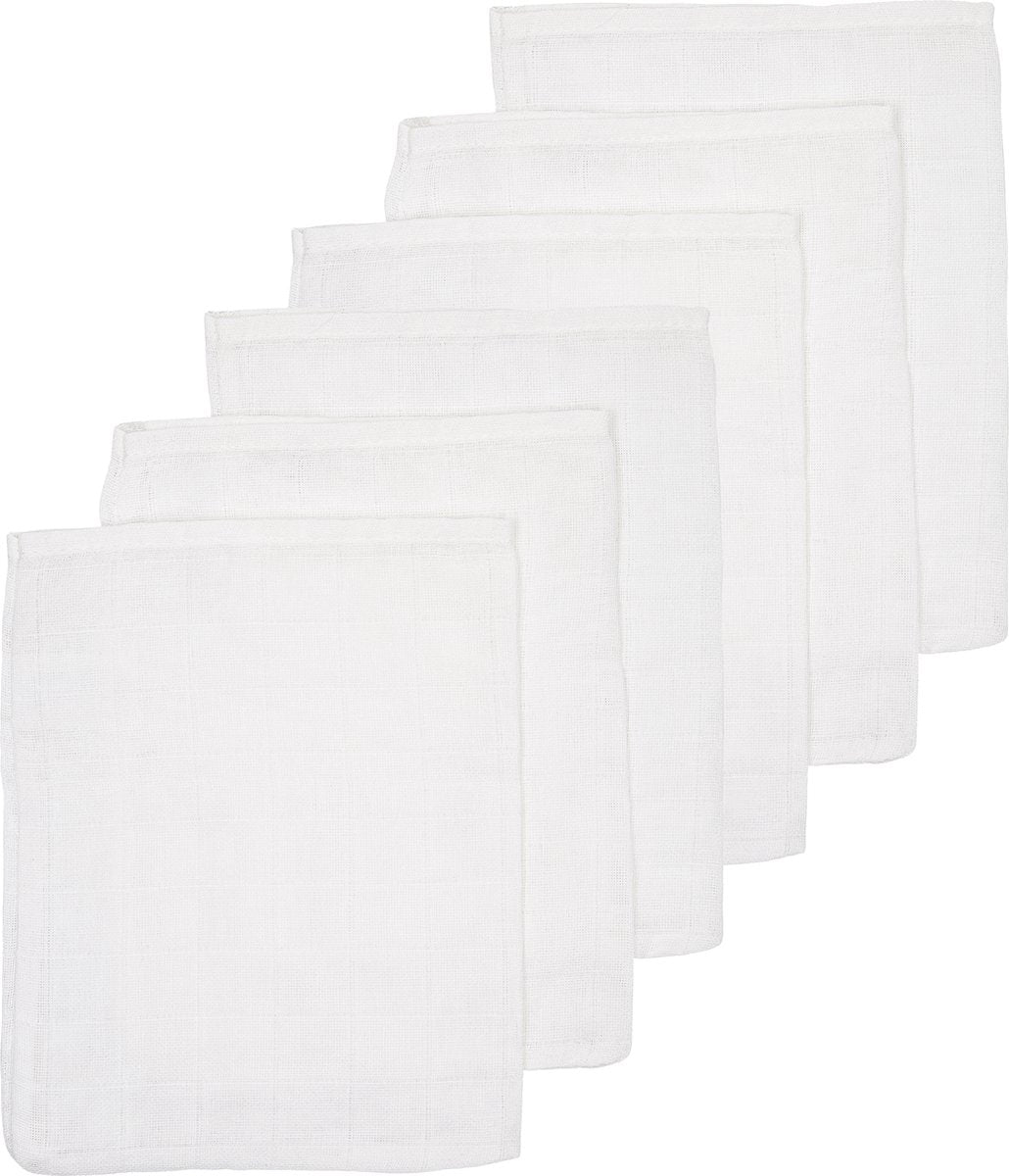 Meyco Baby-Uni-Waschlappen – 6er-Pack – hydrophil – weiß – 20 x 17 cm