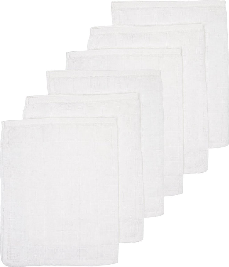 Meyco Baby-Uni-Waschlappen – 6er-Pack – hydrophil – weiß – 20 x 17 cm