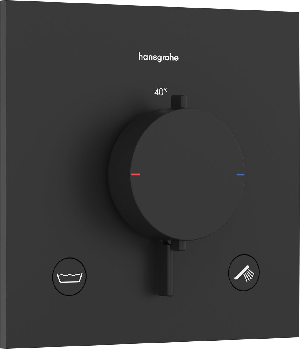 Hansgrohe Ecostat Comfort E - Einbauthermostat - Ecostat Thermostat - Sicherheitskombination EN1717 - 2 Funktionen - Mattschwarz
