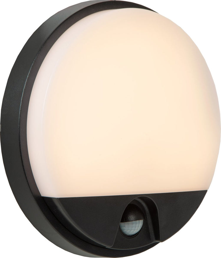 Lucide Hups IR – Wandleuchte für Innen- und Außenbereich – ø 21 cm – LED – 1 x 10 W, 3000 K – IP54 – Bewegungssensor – Schwarz