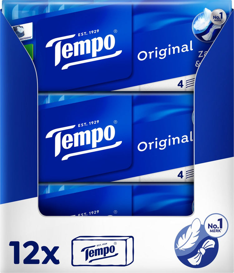 Tempo Original – 4-lagige Taschentücher – 12 x 10 Packungen = 120 Packungen