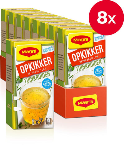 Maggi Booster Trinkbrühe Gartenkräuter – 8 Boxen x 7 Beutel – Vorteilspack