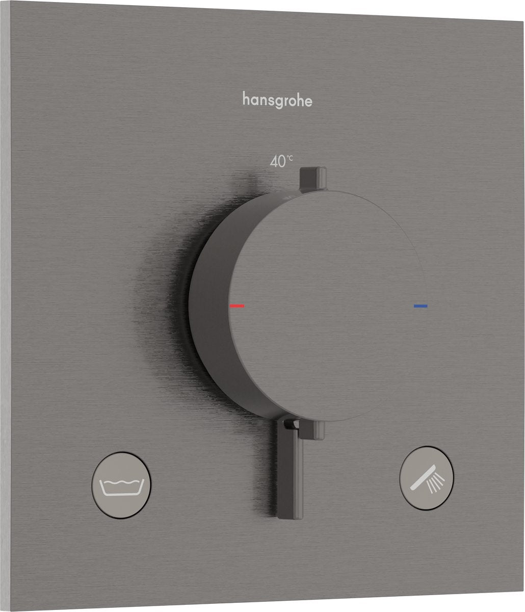 Hansgrohe Ecostat Comfort E – Einbauthermostat – Ecostat-Thermostat – Sicherheitskombination EN1717 – 2 Funktionen – Chrom schwarz gebürstet