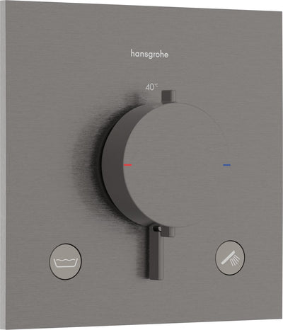 Hansgrohe Ecostat Comfort E – Einbauthermostat – Ecostat-Thermostat – Sicherheitskombination EN1717 – 2 Funktionen – Chrom schwarz gebürstet