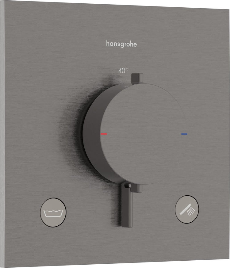 Hansgrohe Ecostat Comfort E – Einbauthermostat – Ecostat-Thermostat – Sicherheitskombination EN1717 – 2 Funktionen – Chrom schwarz gebürstet