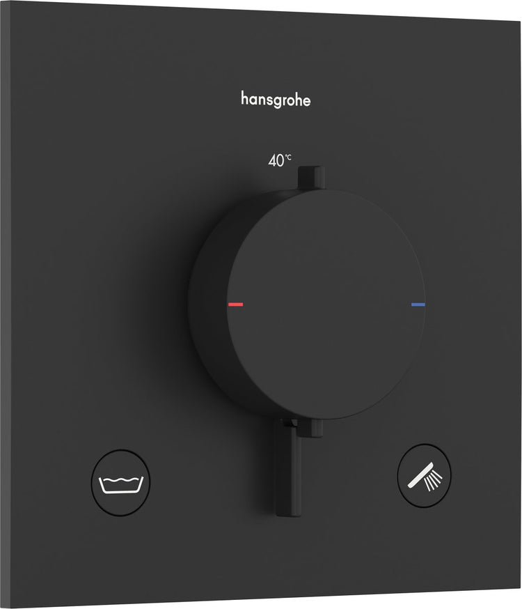 Hansgrohe Ecostat Comfort E - Einbauthermostat - Ecostat Thermostat - Sicherheitskombination EN1717 - 2 Funktionen - Mattschwarz