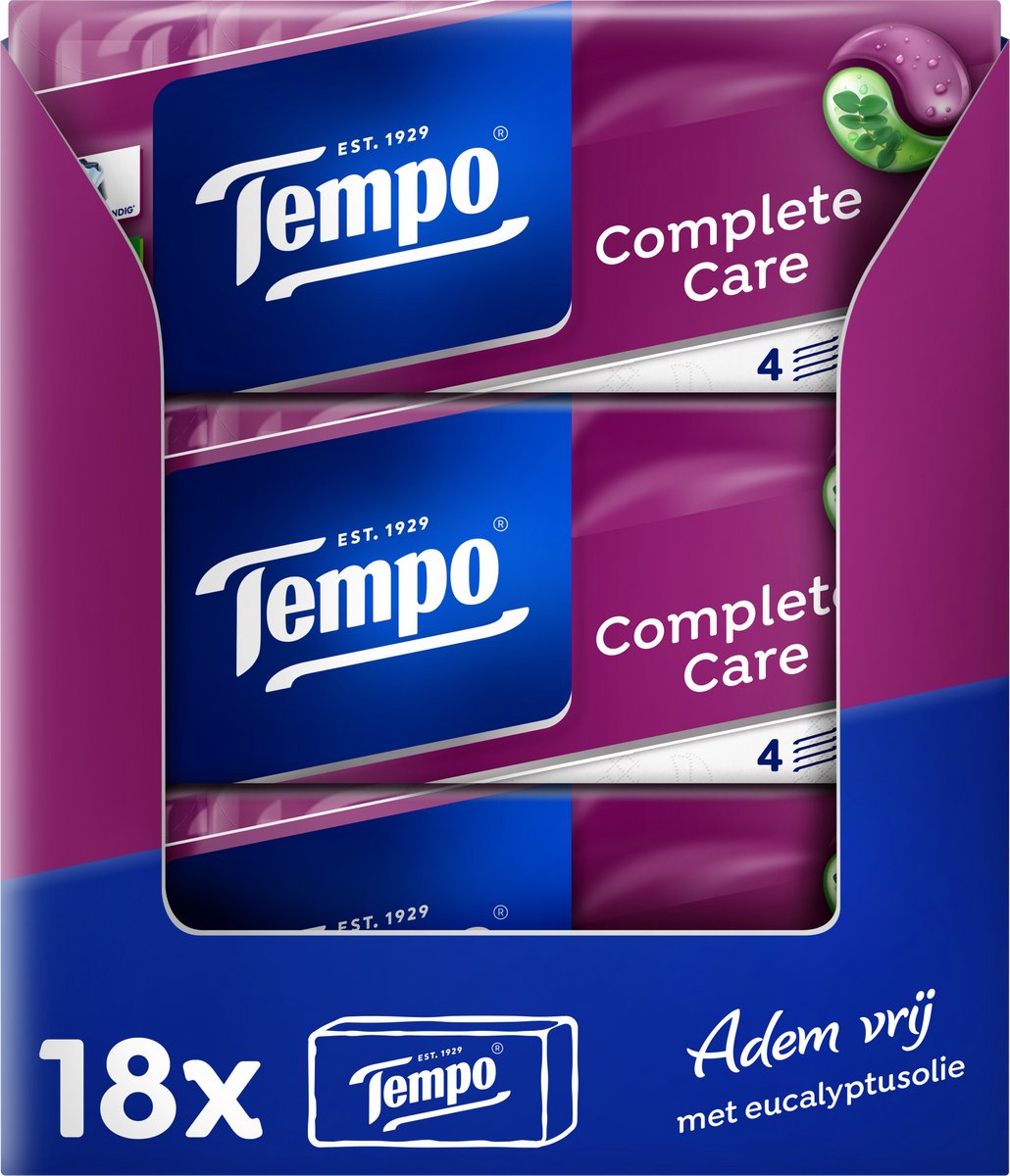 Tempo Komplettpflege - 4-lagige Tücher - 18 x 10 Packungen = 180 Packungen