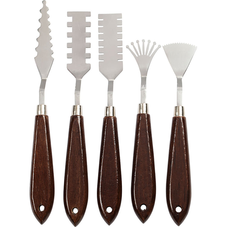 Creativ Company Spachtelset mit Muster, L: 17-21 cm, B: 2-3 cm, 5 Stück 1 Box