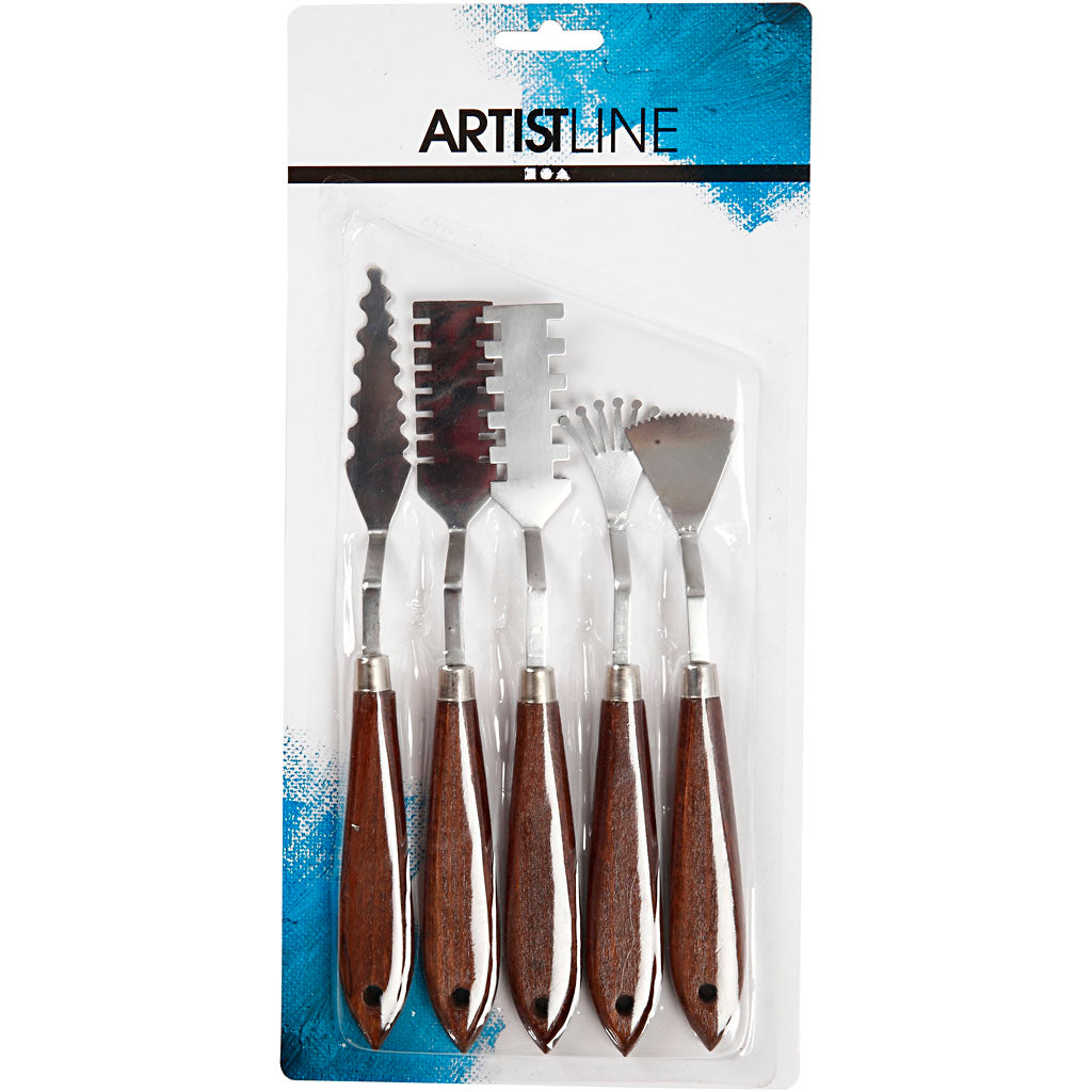 Creativ Company Spachtelset mit Muster, L: 17-21 cm, B: 2-3 cm, 5 Stück 1 Box