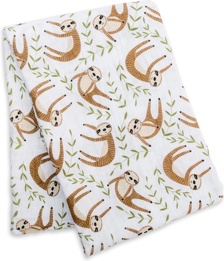 Lulujo Pucktuch 100 % Baumwolle 120x120 – modernes Faultier