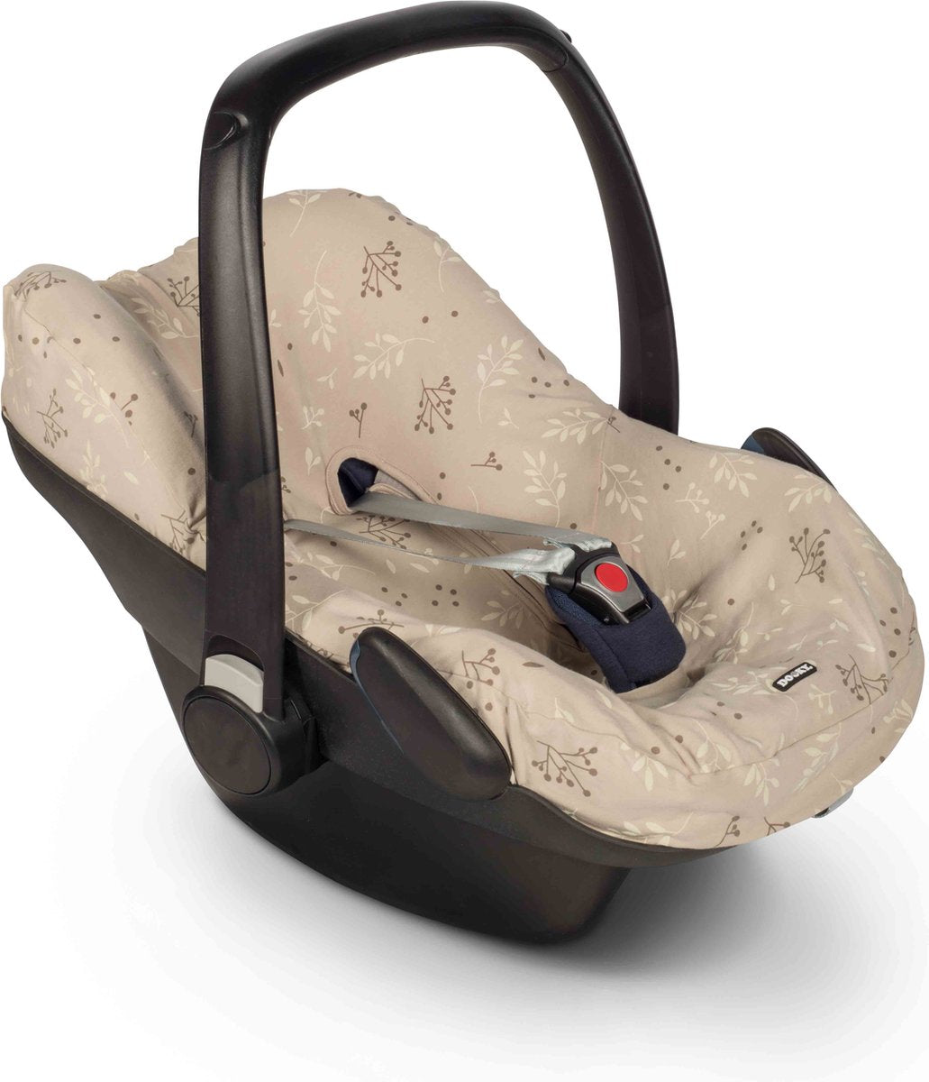 Dooky Sitzbezug 0+ Autositzbezug Romantische Blätter Beige – Universal Autositzbezug Maxi Cosi Cabriofix, Maxi Cosi Bezug Pebble, Maxicosi Bezug, Cybex und mehr – Autositzbezug Baby Universal