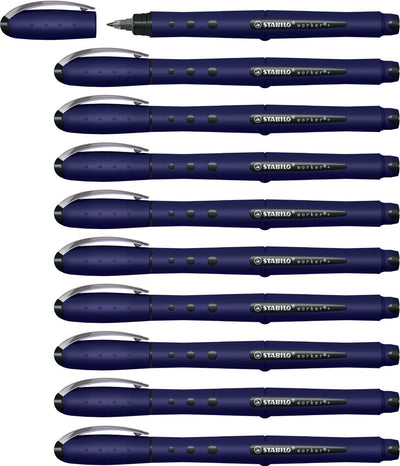 Stabilo worker+ - Tintenroller 0,5 mm - Naturfarben Wildblume - Ultramarinblau - Schachtel mit 10 Stück