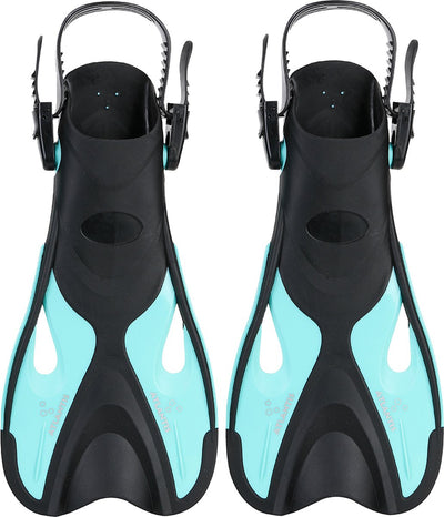 Atlantis-Delphin - Flossen - Flossen - verstellbarer Fersenriemen - zum Schwimmen und Schnorcheln - Kinder - Schwarz Türkis - 30-36