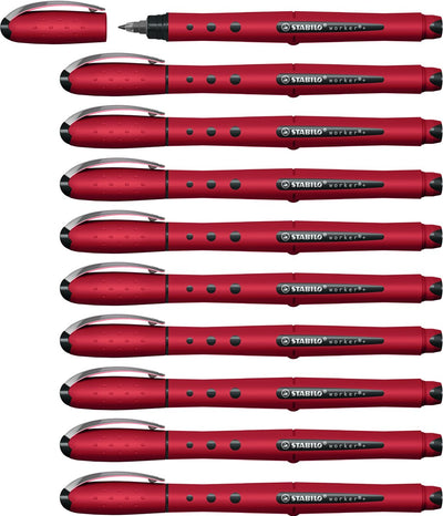 Stabilo worker+ - Tintenroller 0,5 mm - Naturfarben Wildblume - Bordeaux - Karton mit 10 Stück