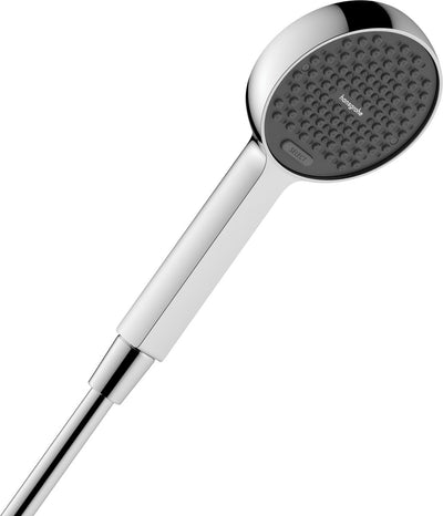 Hansgrohe activatera s – Handbrause – Ecosmart+ Wassersparen – Auswahl per Knopfdruck – 95 mm – 2 Strahlfunktionen – Chrom