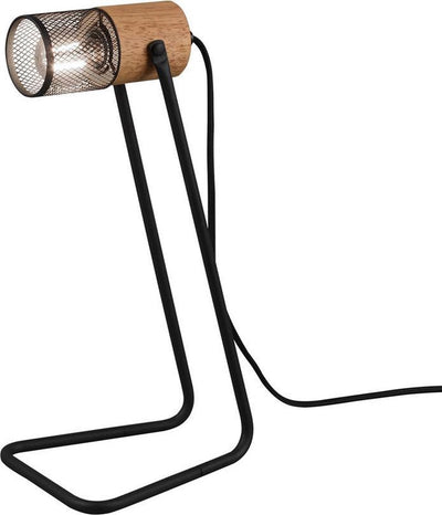 Trio Tosh - Tischleuchte - Schwarz matt - exkl. 1x e14 15w - Schnurschalter - Holzelemente