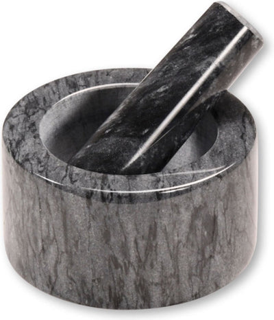 Mörser und Stößel aus Kesper-Porzellan ø 13 cm – grauer Marmor – Kräuter zerkleinern und mahlen – Maße Mörser und Stößel. 13 x 13 x 8 cm. - grau