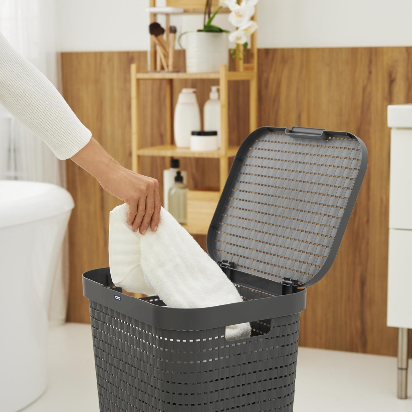 Rotho Rotho Country Waschkorb 55L Anthrazit