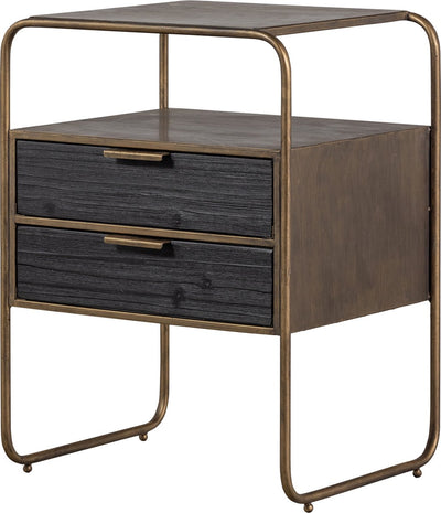 Woood höflicher Nachttisch – Metallholz – antikes Messing – 62 x 45 x 38