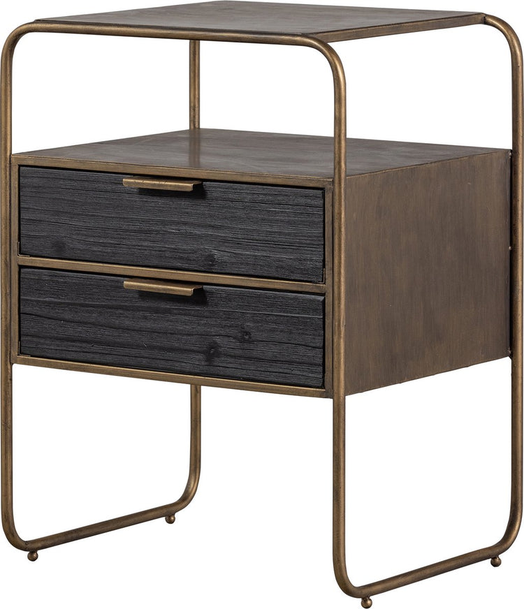 Woood höflicher Nachttisch – Metallholz – antikes Messing – 62 x 45 x 38